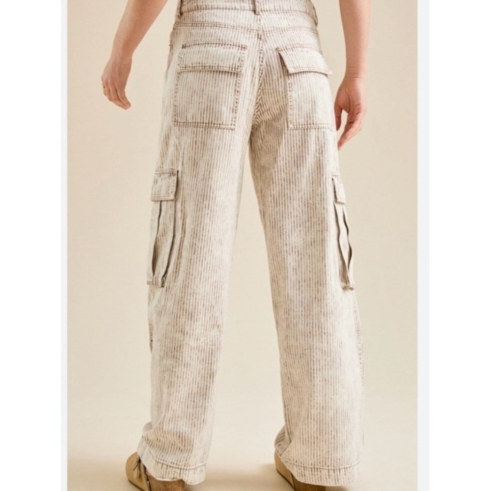 Altar'd State Micha Strip Wide Leg Cargo Jeans High Rise Utility Pants - Picture 2 of 9